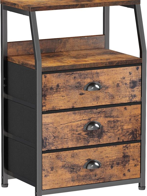Nightstand with drawers and shelf